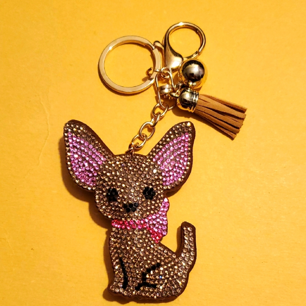 Chihuahua Dog Rhinestone Keychain